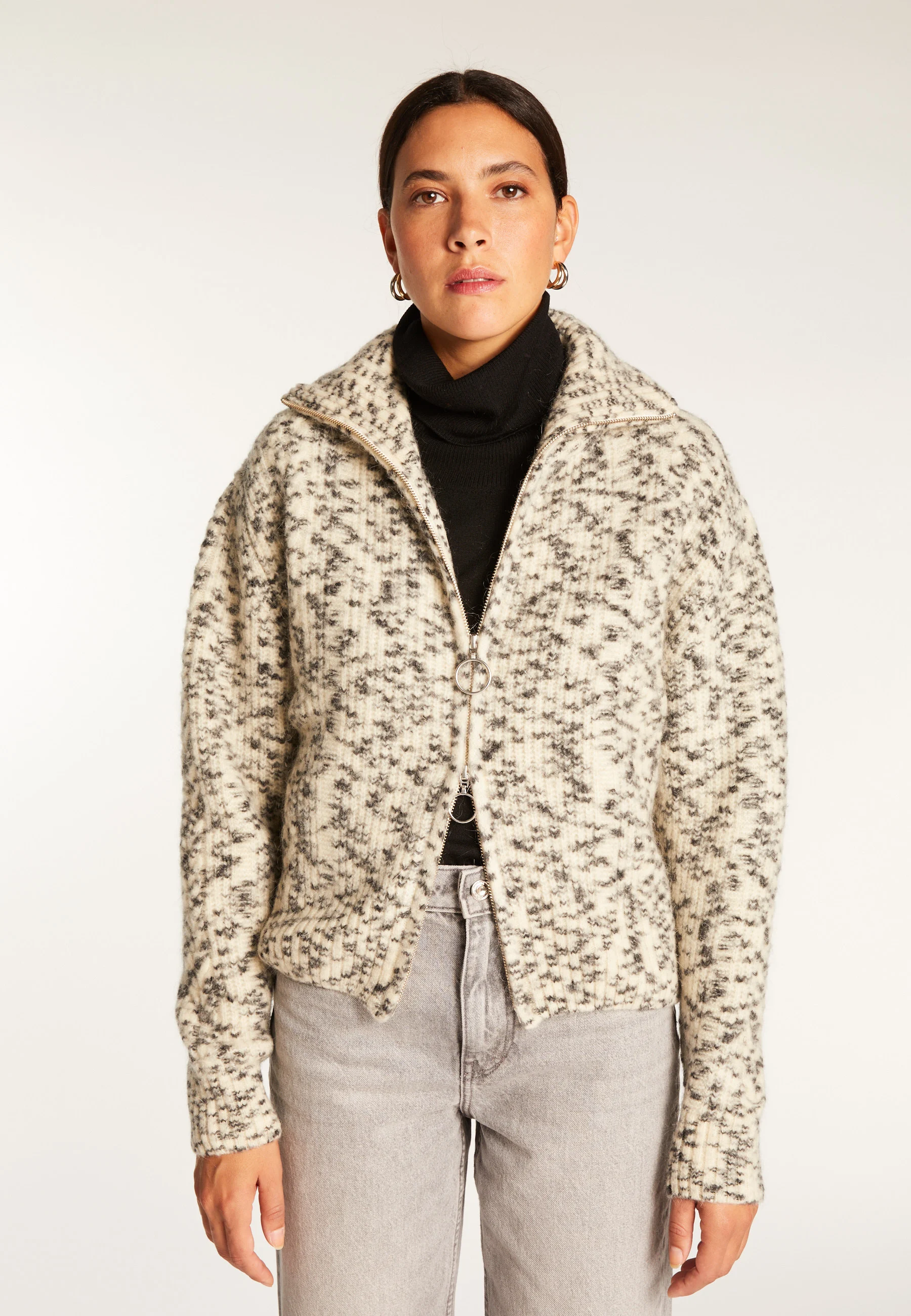 VALENTINEAH24 - Veste zippée en laine mohair | Blanc