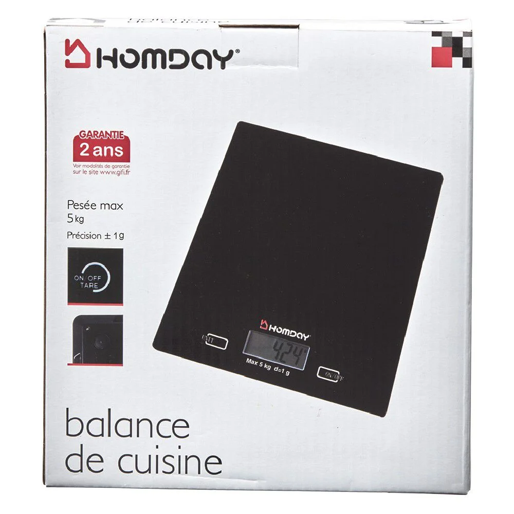 Balance de cuisine électronique et tactile noire Homday