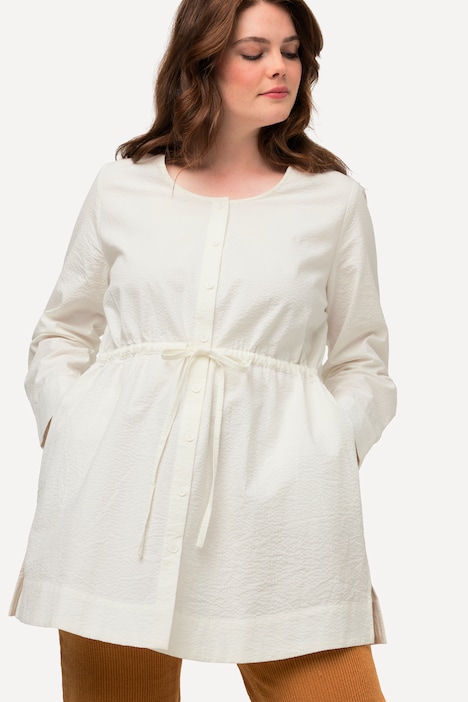 Longbluse, A-Linie, Rundhals, Langarm, Biobaumwolle