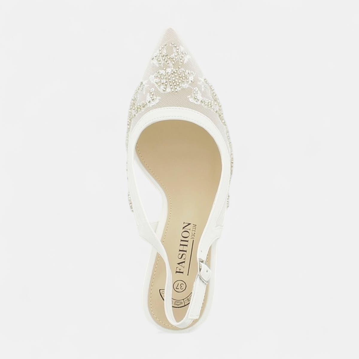 Escarpins avec bride arrière à talon Femme blanc