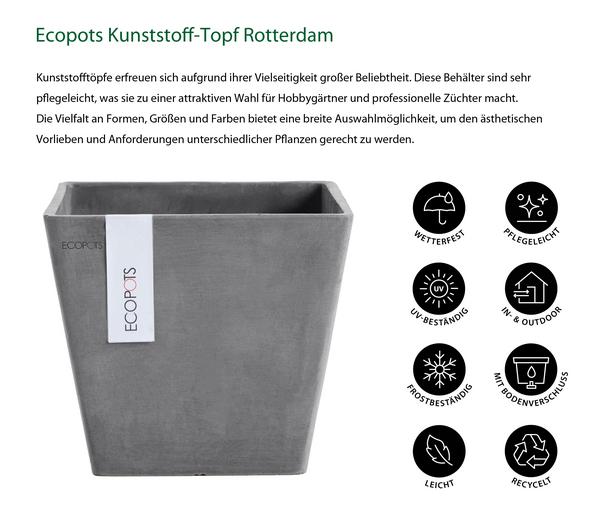 Ecopots Kunststoff-Topf Rotterdam, quadratisch