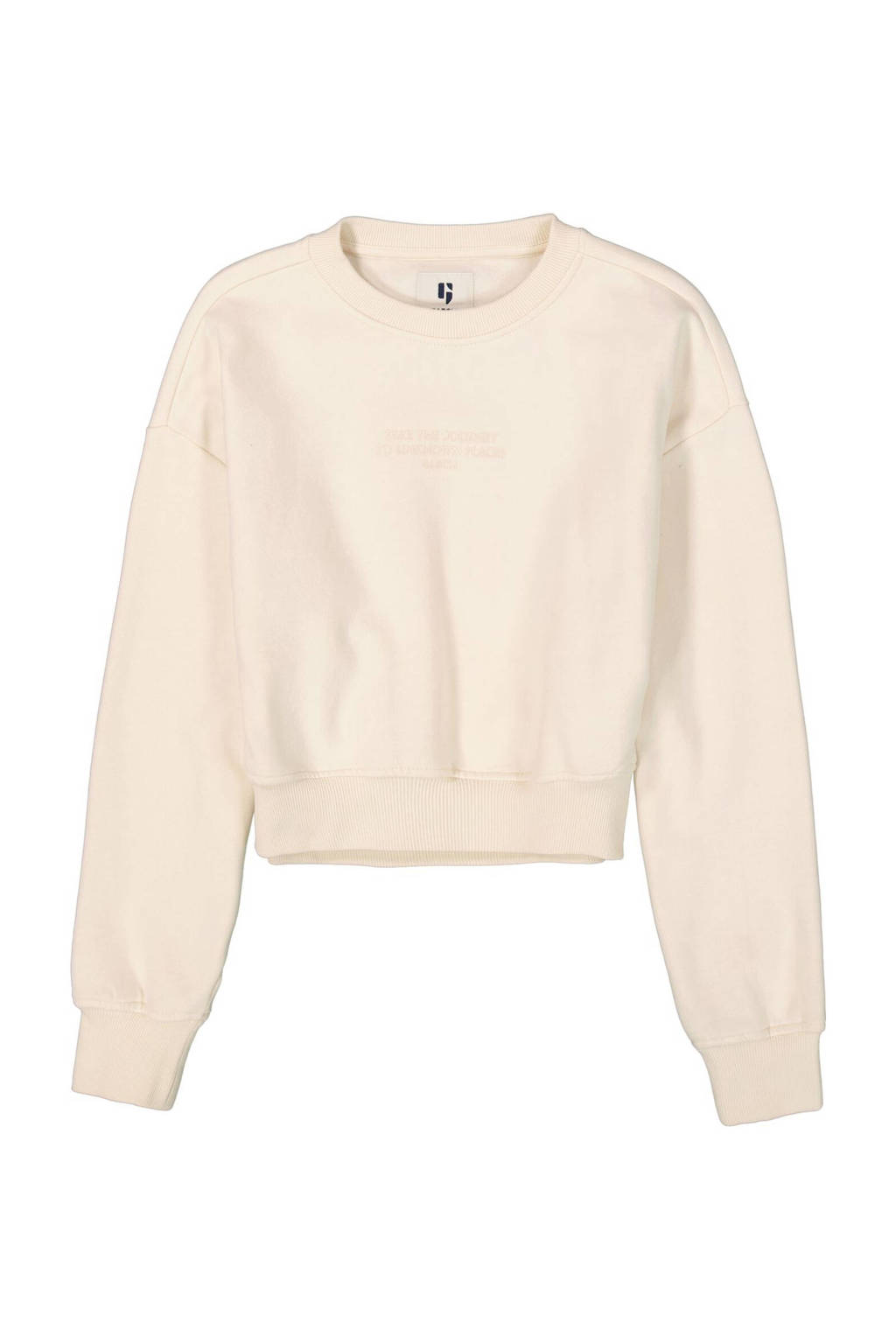 Garcia sweater met tekst ecru