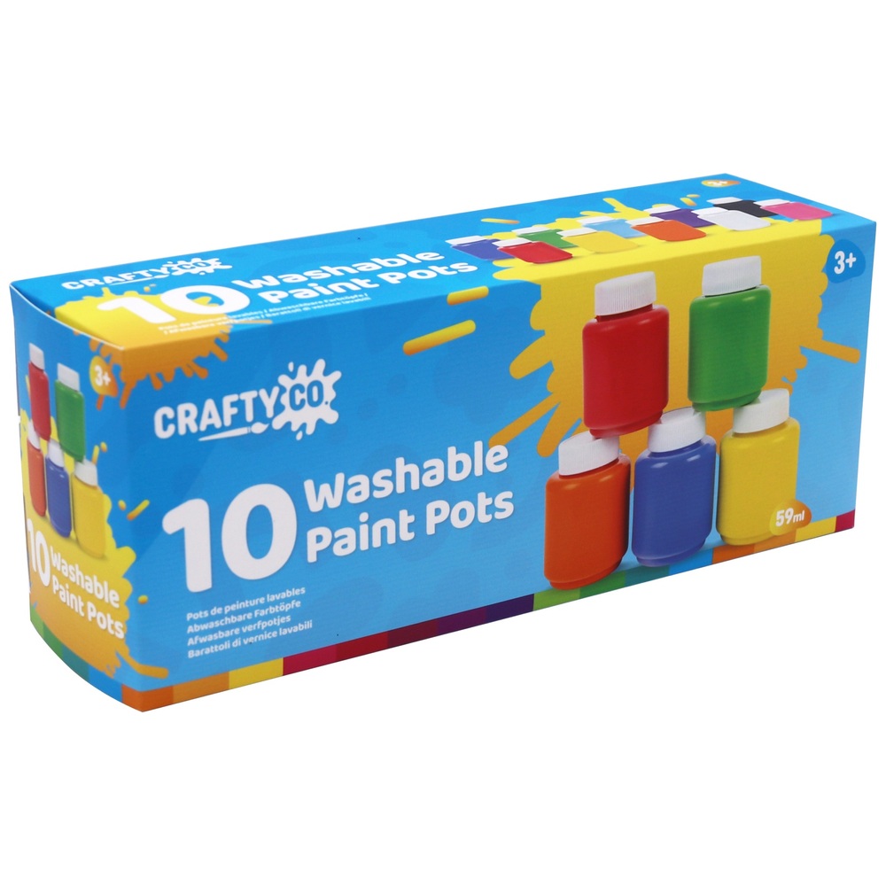 Crafty Co. Abwaschbare Farbtöpfchen, 10er-Pack