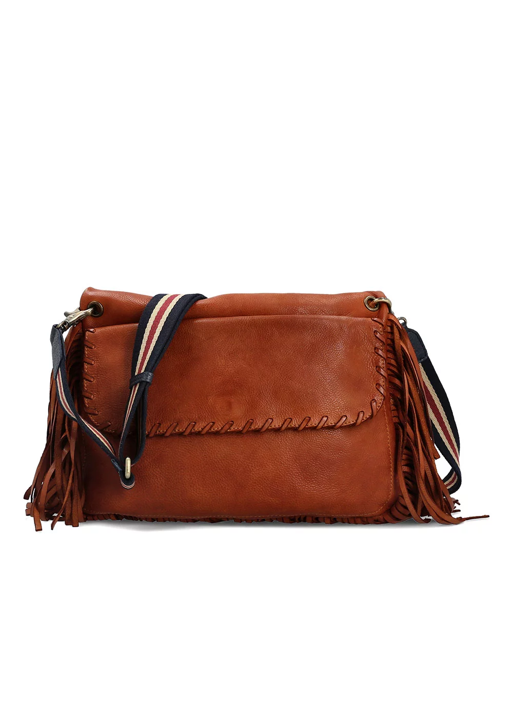SAC OLIVIA FRANGES CUIR CAMEL