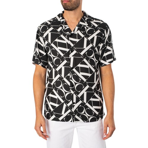 Calvin Klein Jeans - Camisa De Manga Corta Con Estampado Resort Negro