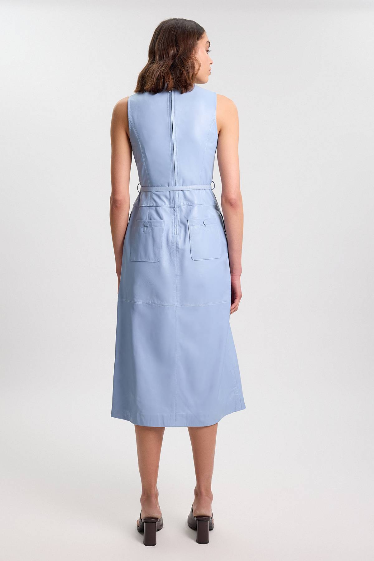 KarenMillen Robe Midi En Cuir Avec Ceinture À Nouer