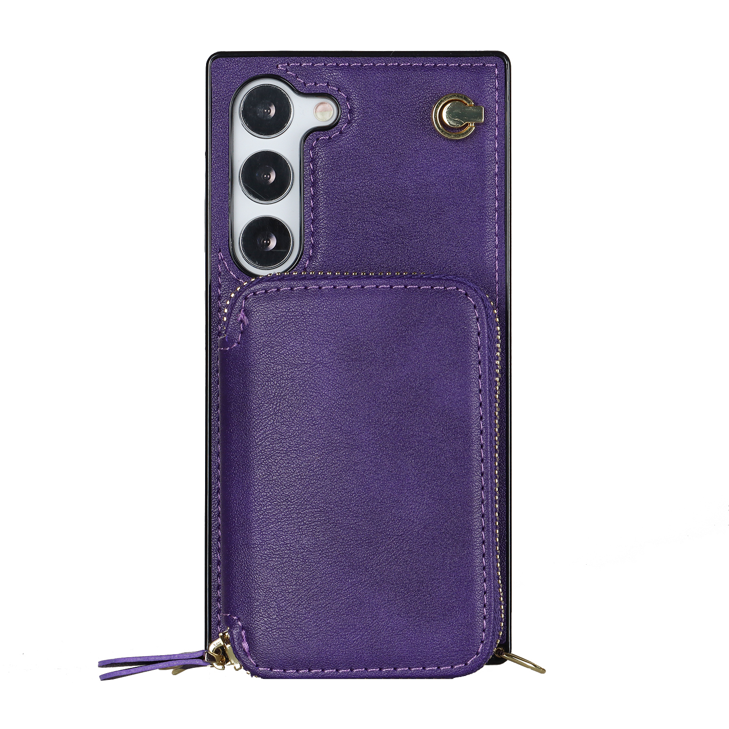 Samsung Galaxy S23 5G Necklace Leder Schutz Hülle mit Kartenfächer   Handykette (140cm) - Violett