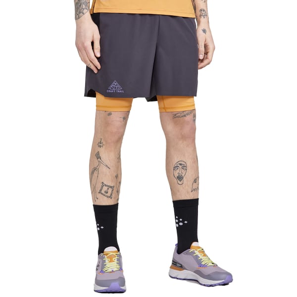 Short running CRAFT PRO TRAIL 2IN1 SHORTS M SLATE/DESERT