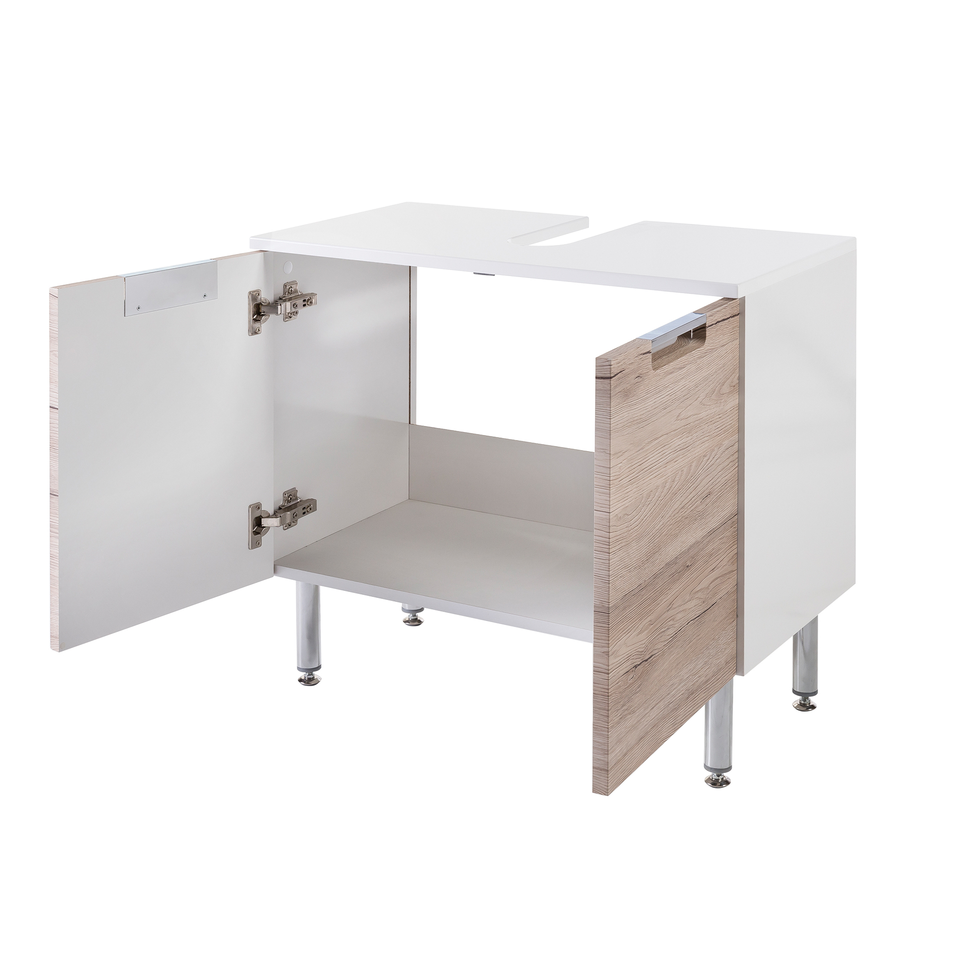 Waschbeckenunterschrank - weiß-Sanremo Eiche - 65 cm