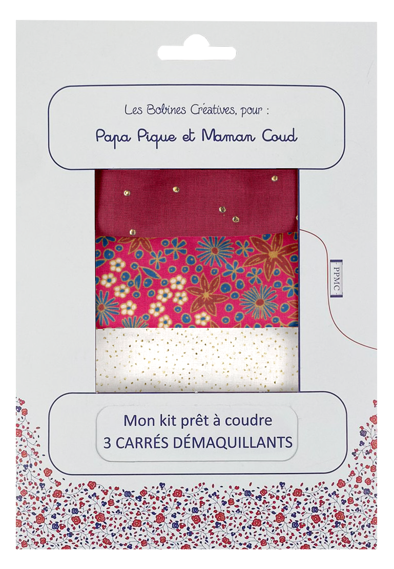 Kit Prêt À Coudre 3 Carrés Démaquillants Badiane Framboise