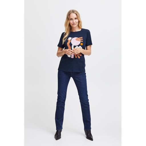 Fransa Kortærmet T-shirt, Navy Blazer Mix, XS