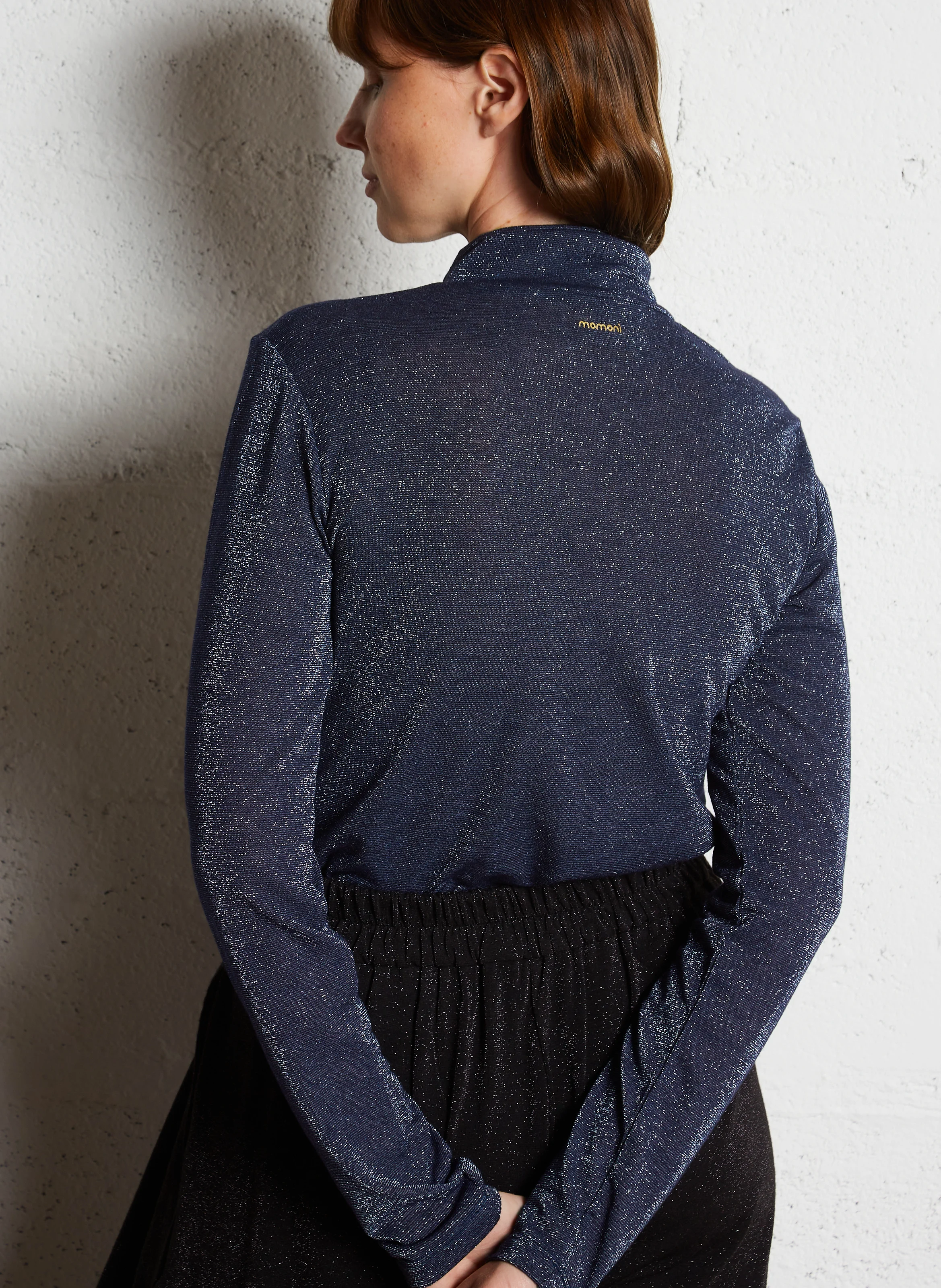 RODOLPHE - Top col montant pailleté | Bleu