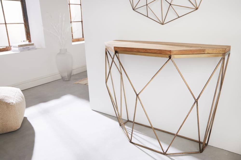 riess-ambiente.de Filigrane Konsole Diamond 90cm Mango Messing Massivholz Metall