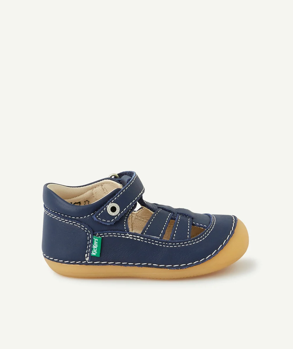 KICKERSSANDALES BÉBÉ EN CUIR BLEU MARINE