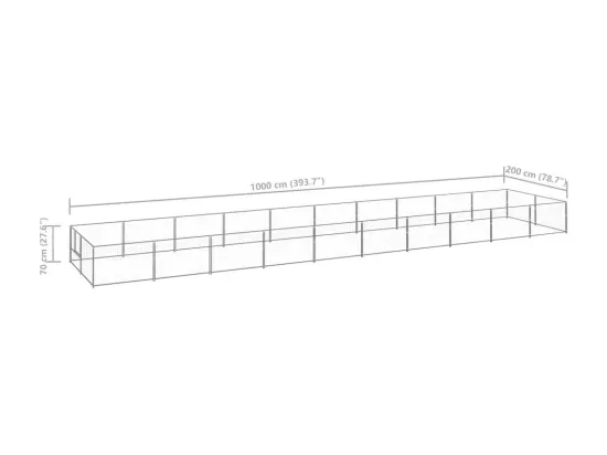 Chenil extérieur cage enclos argenté 1000 x 200 x 70 cm 02_0000250