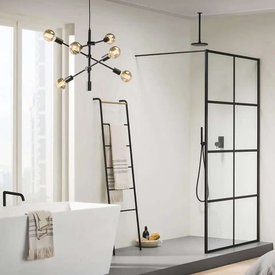 Qazqa hanglampen sydney zwart e27