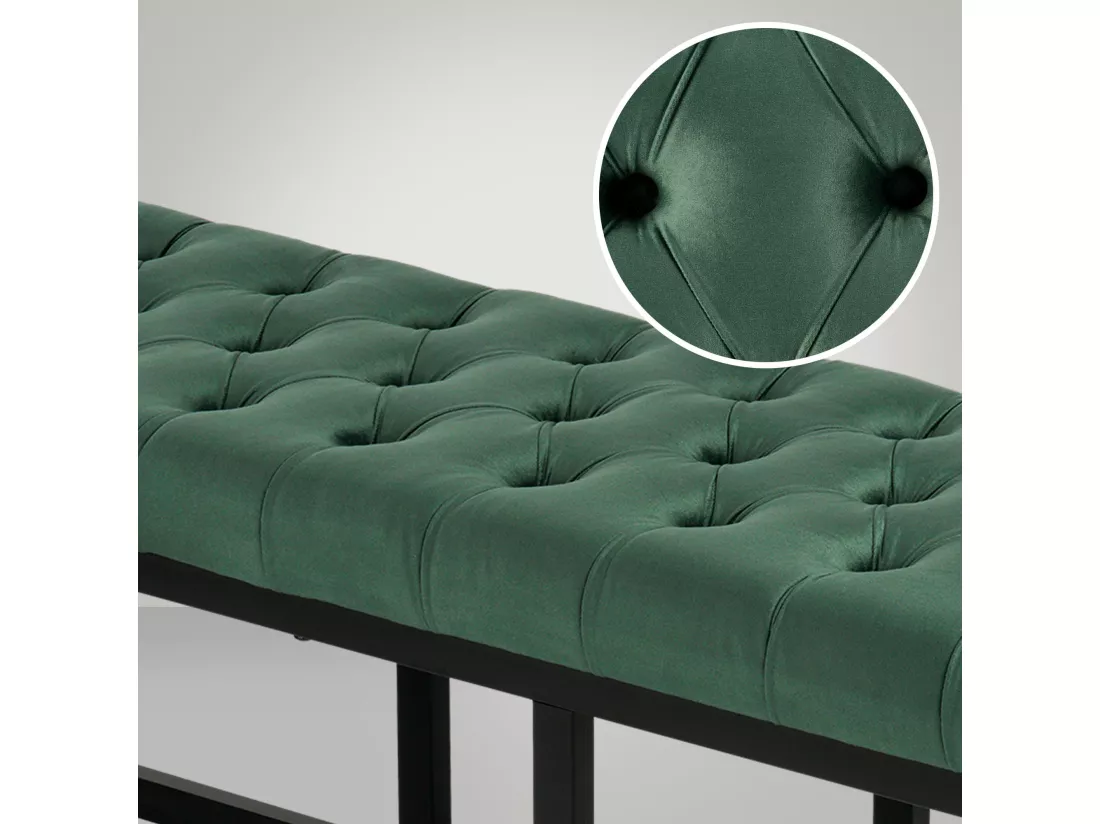 Banquette - Velours & Métal noir mat - Vert - Polson
