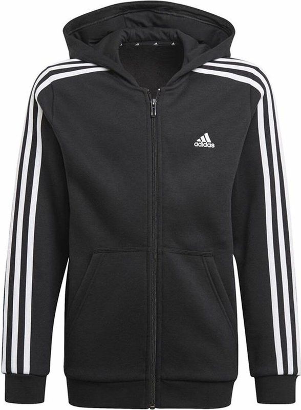adidas - Essentials 3S - Kinderjack - Zwart - Met Rits en Capuchon