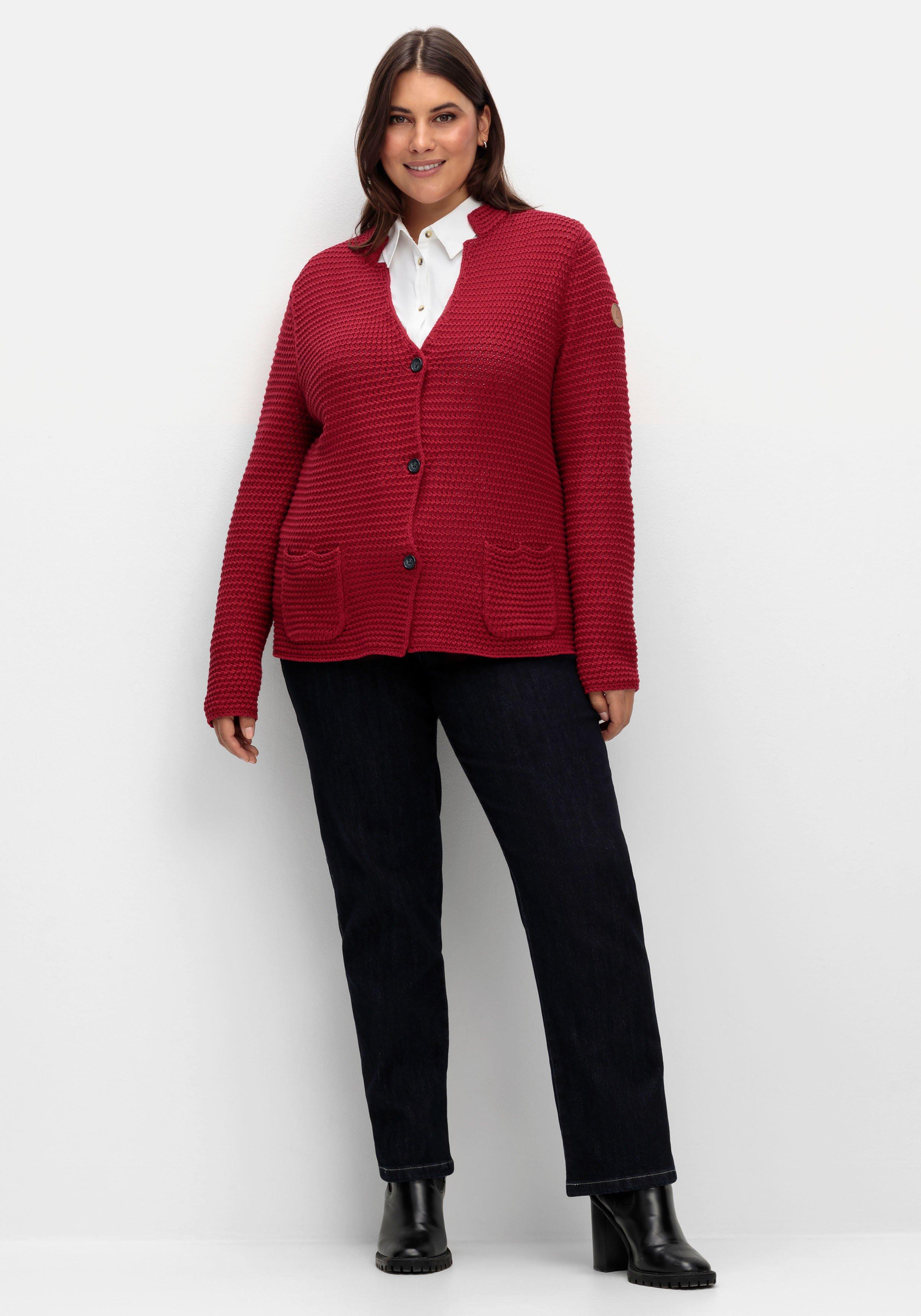 Grobstrickjacke mit Stehkragen und Taschen