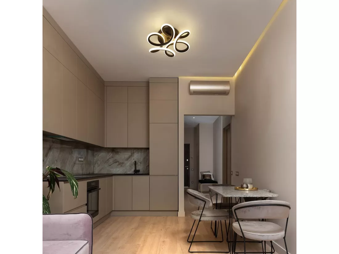 NETTLIFE Plafonnier LED Noir 17W 3000K Lampe de Couloir Moderne Blanc Chaud Géométrie Design Métal pour Couloir Entrée Chambre Cuisine