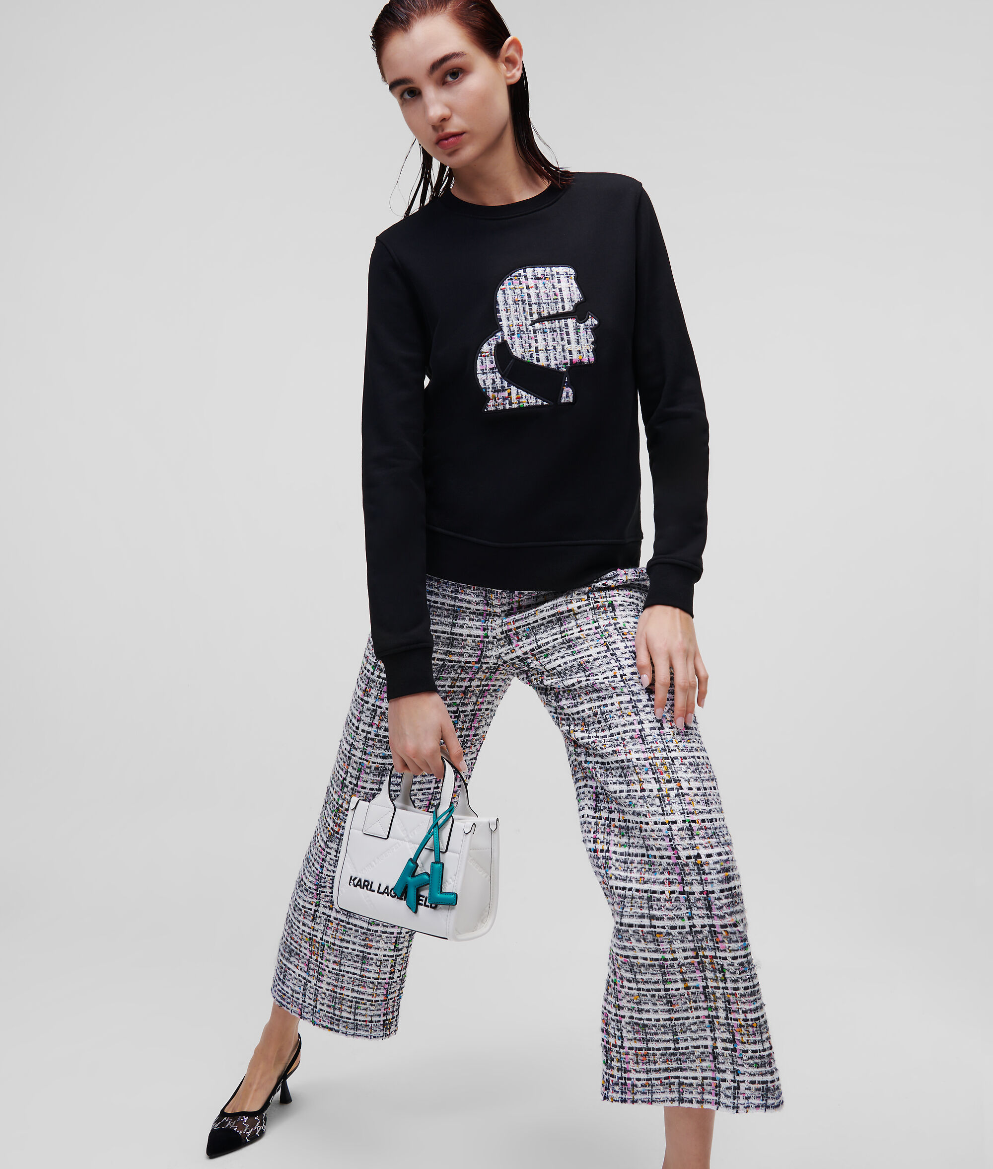 SWEAT-SHIRT BOUCLÉ AVEC MOTIF PROFIL KARL