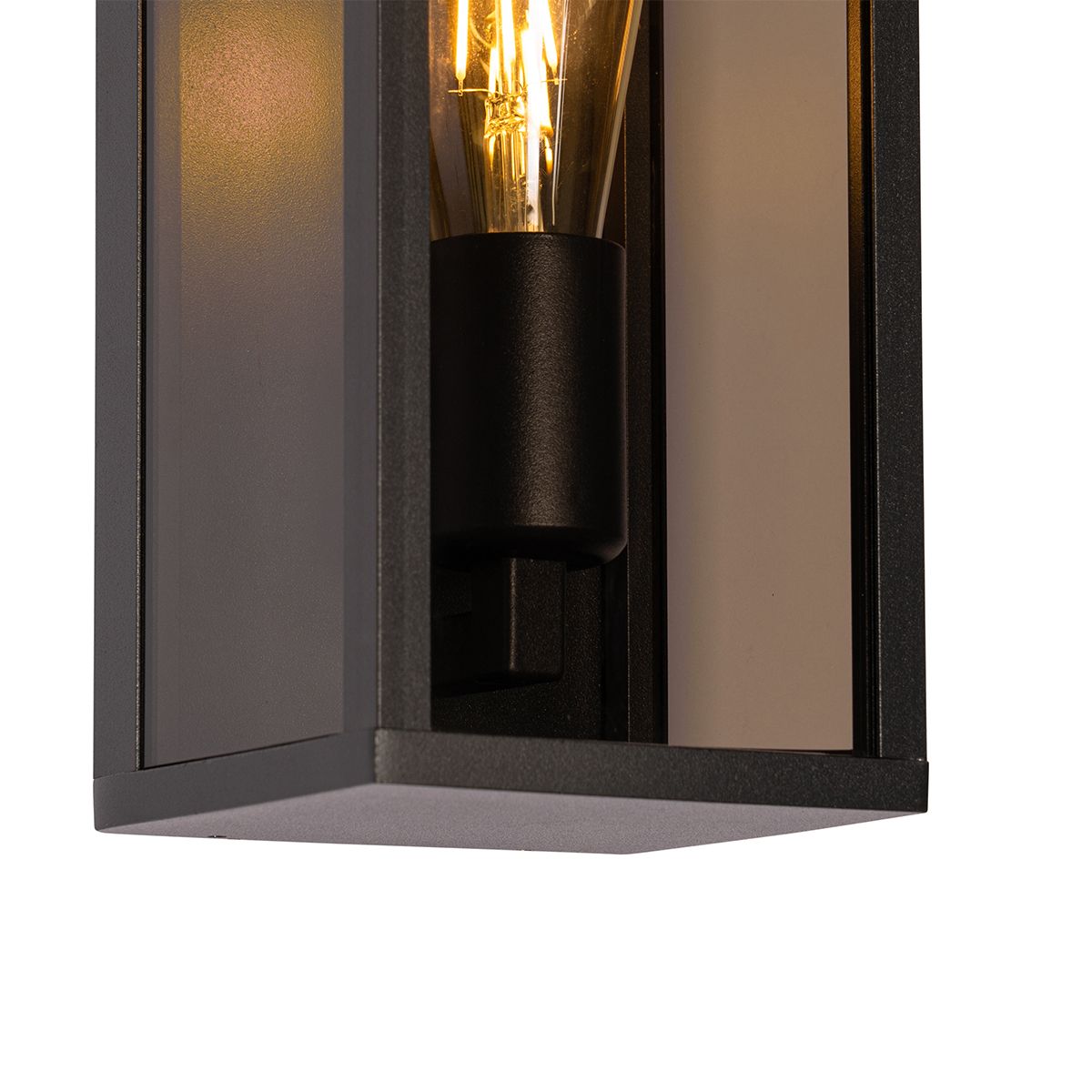 Buiten wandlamp zwart met smoke glas 26 cm IP44 - Charlois
