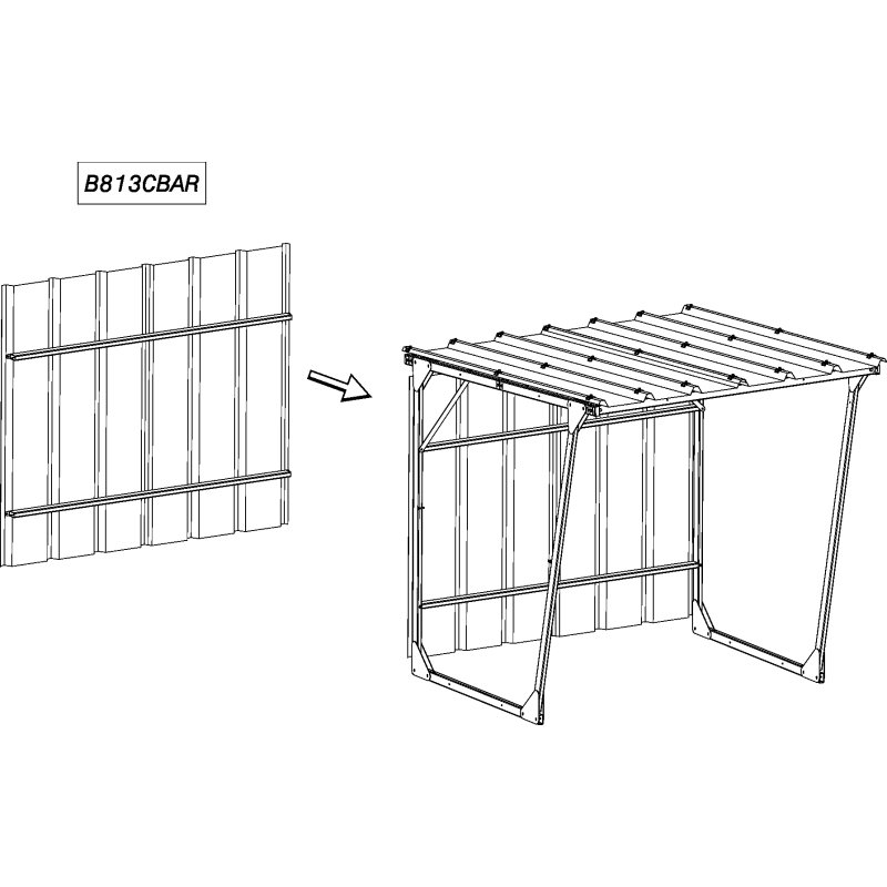 Bardage de fond pour abri B813C en tôle galva