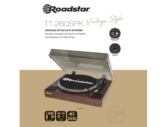 ROADSTAR - Platine tourne disque Tt-260spk platine vinyle, 33/45/78rpm, haut-parleurs intégr...