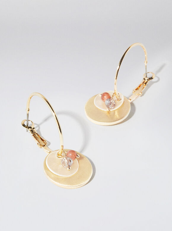 Brincos de argola com conchas - Coral