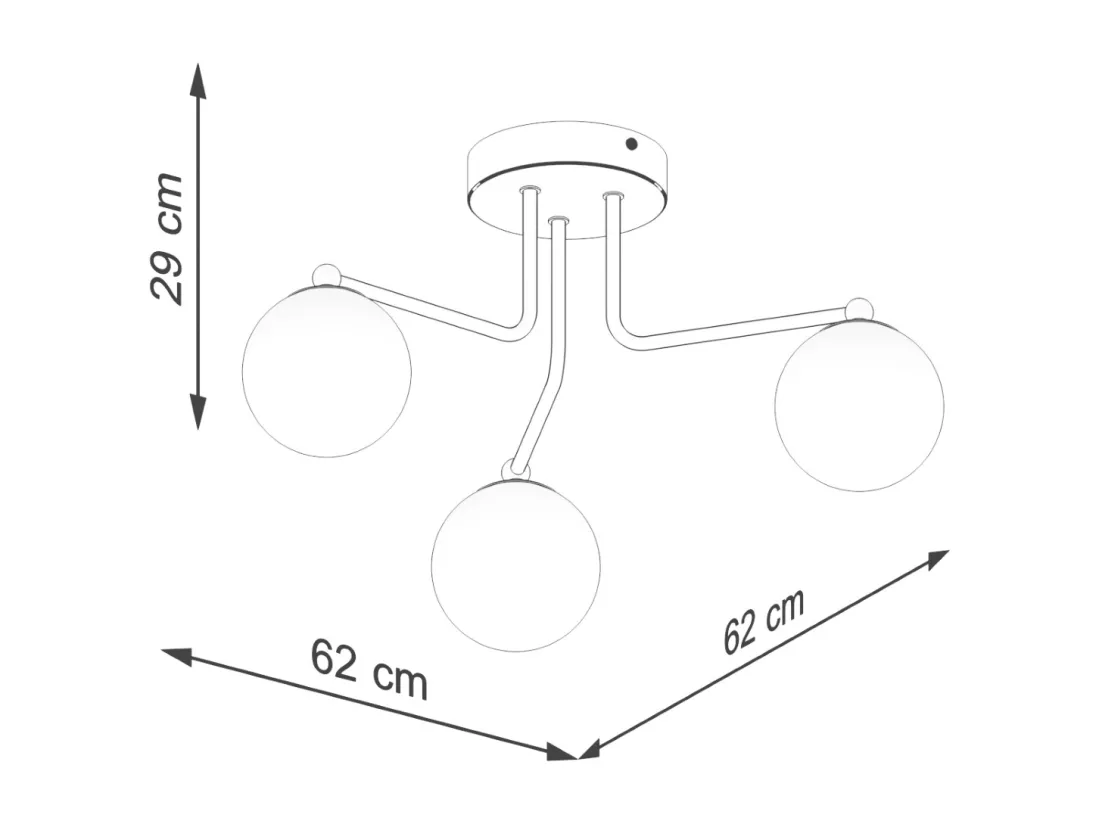 Lustre Astral minimaliste en acier/verre - 3 sources lumineuses - L.62 x H.29 cm - noir/blanc