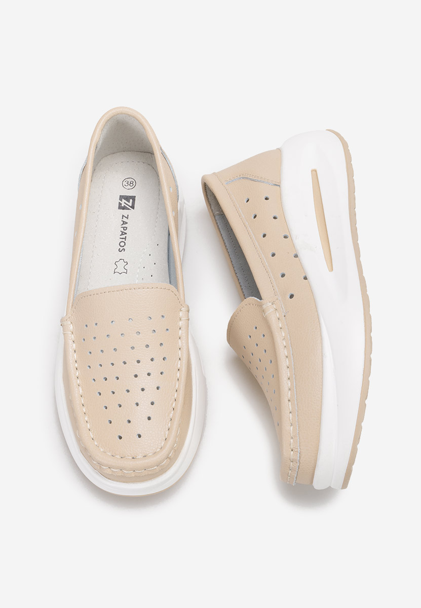 Mocassins à semelle épaisse beige Laurea
