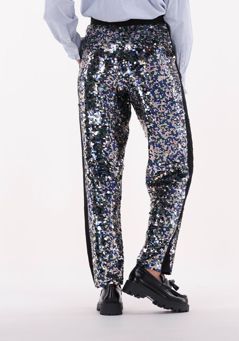 SCOTCH & SODA zilveren scotch & soda pantalon metallic piece sequin high-rise pants
