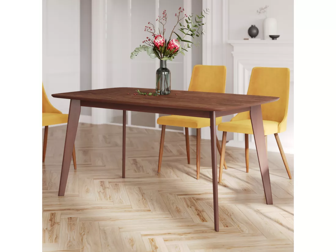 Table rectangulaire 4/6 personnes extensible en bois foncé 150/180 cm - Oman