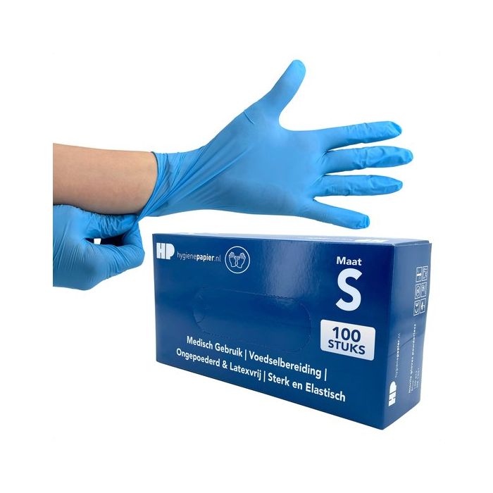 100st Handschoenen soft nitril Small ongepoederd blauw Voordeel actieprijs (30021)