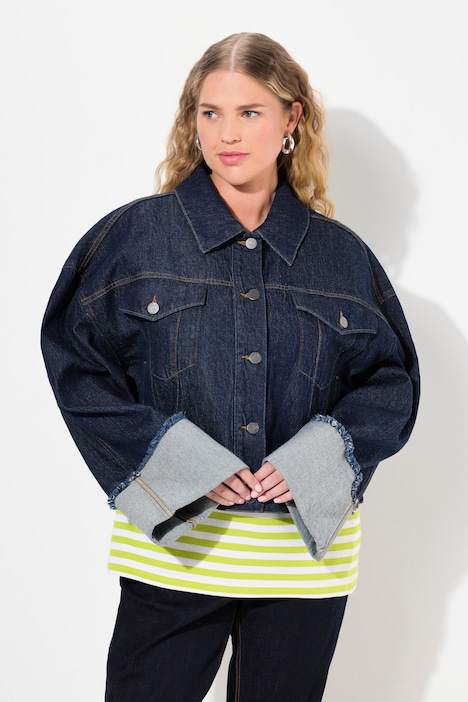 Jeansjacke, Stretchdenim, Ärmelaufschlag, Hemdkragen