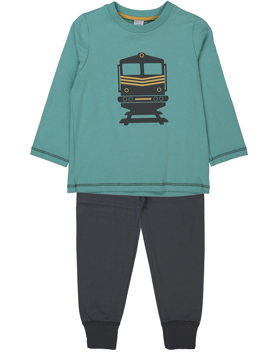 Schlafanzug lang NACHTZUG in green aqua
