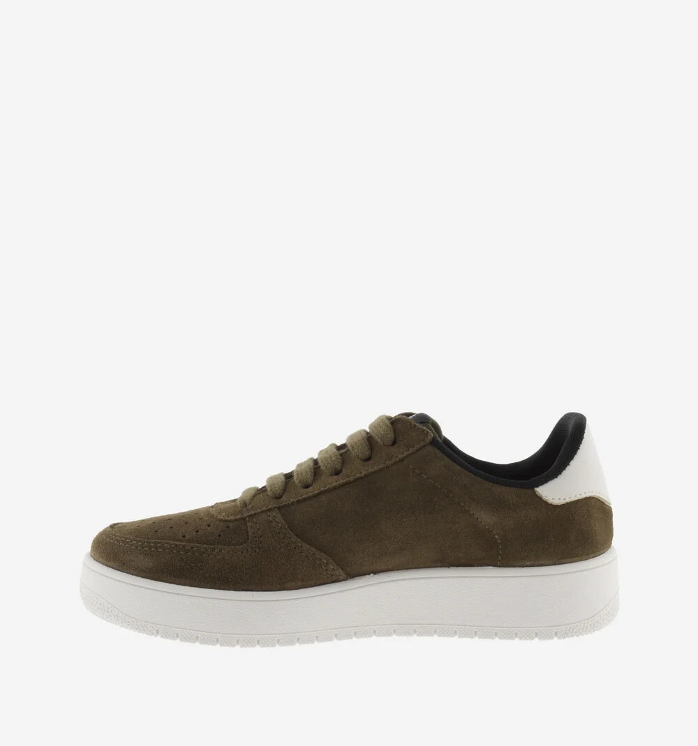 MADRID SPLIT LEATHER TRAINERSKAKI