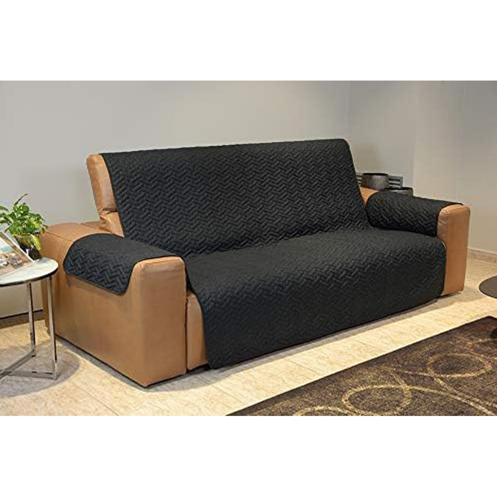 (190x290cm) Dreisitzer Sofa Schonbezug Cover Wasserabweisende Couch Schutzhülle Überwurf Decke (VHGSLCIND0039) - Grau / Schwarz