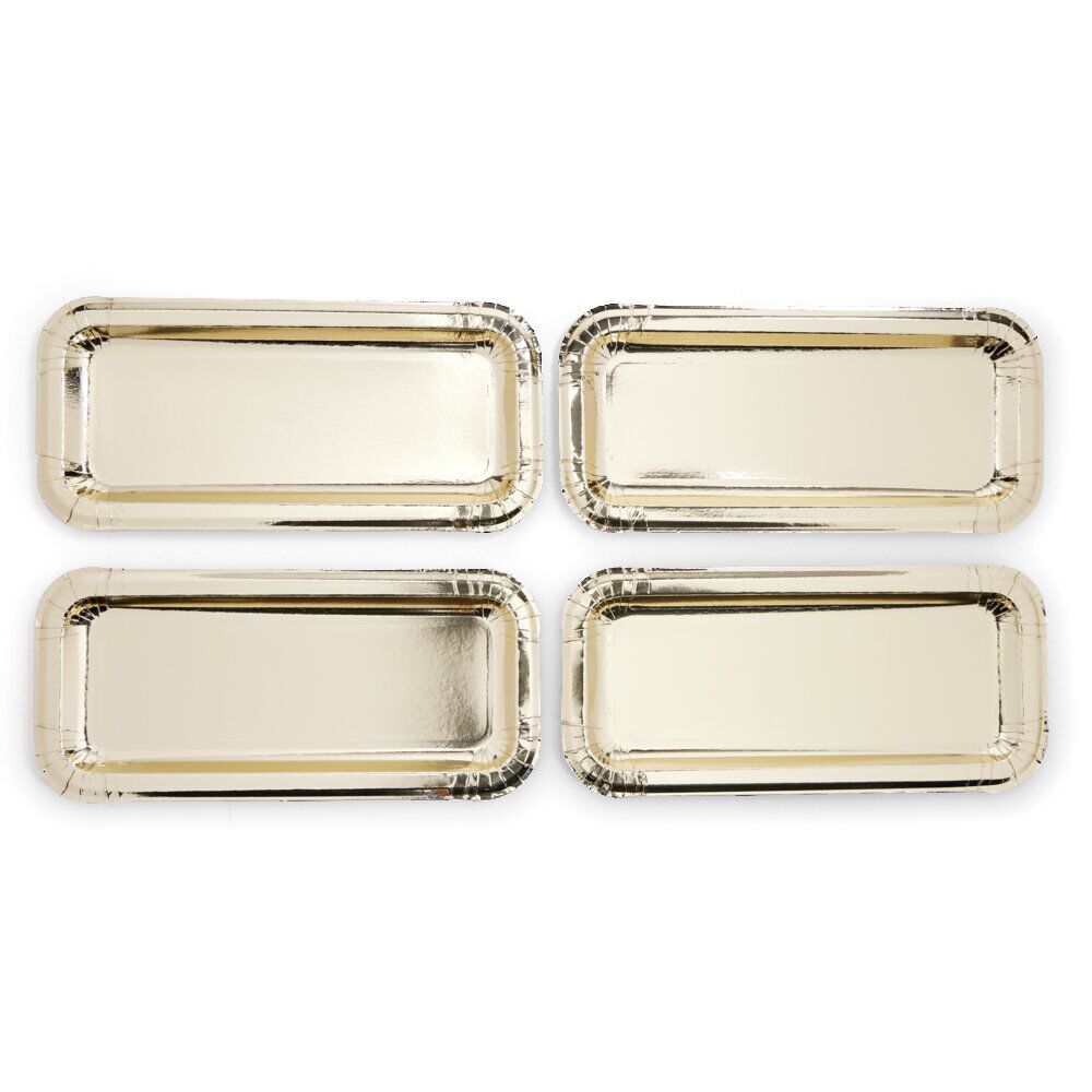 Plat à cake x4 en carton doré 15,5x34cm