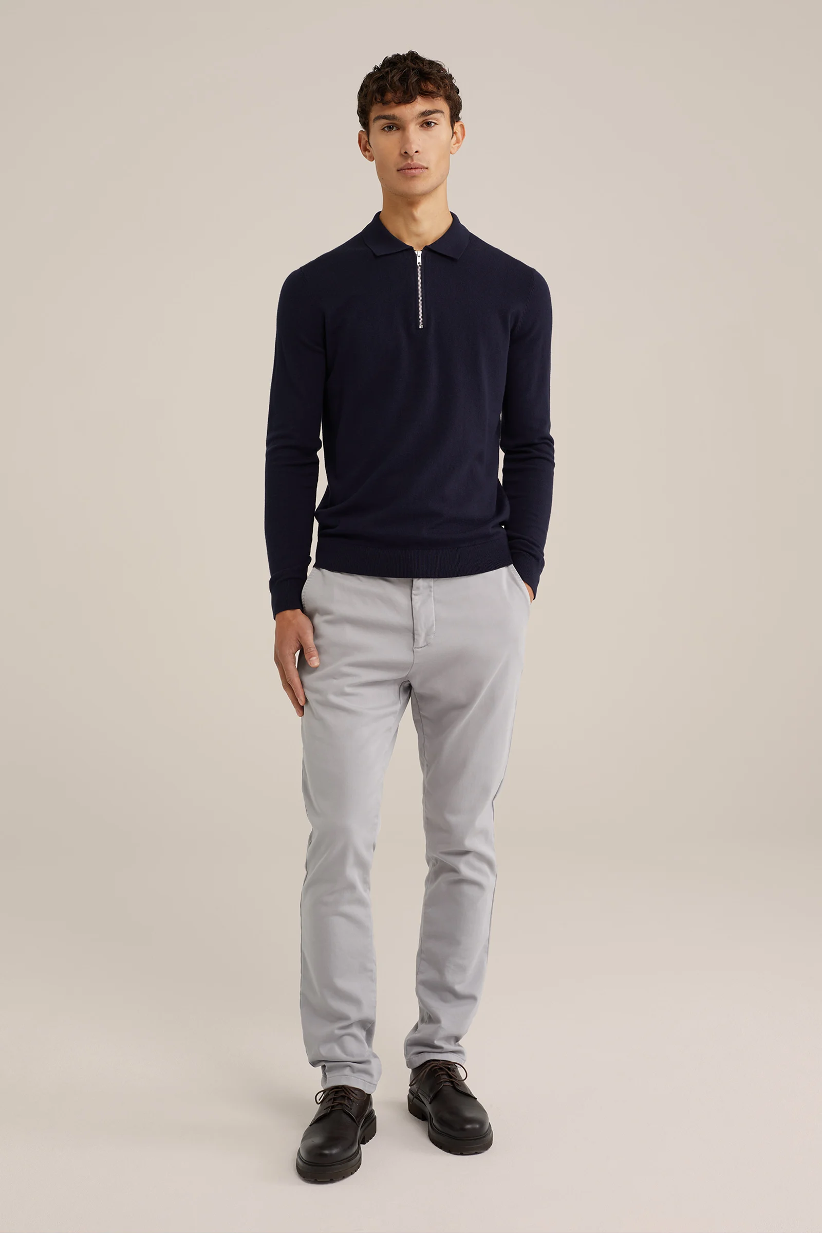 trui met rits WE Fashion Donkerblauw