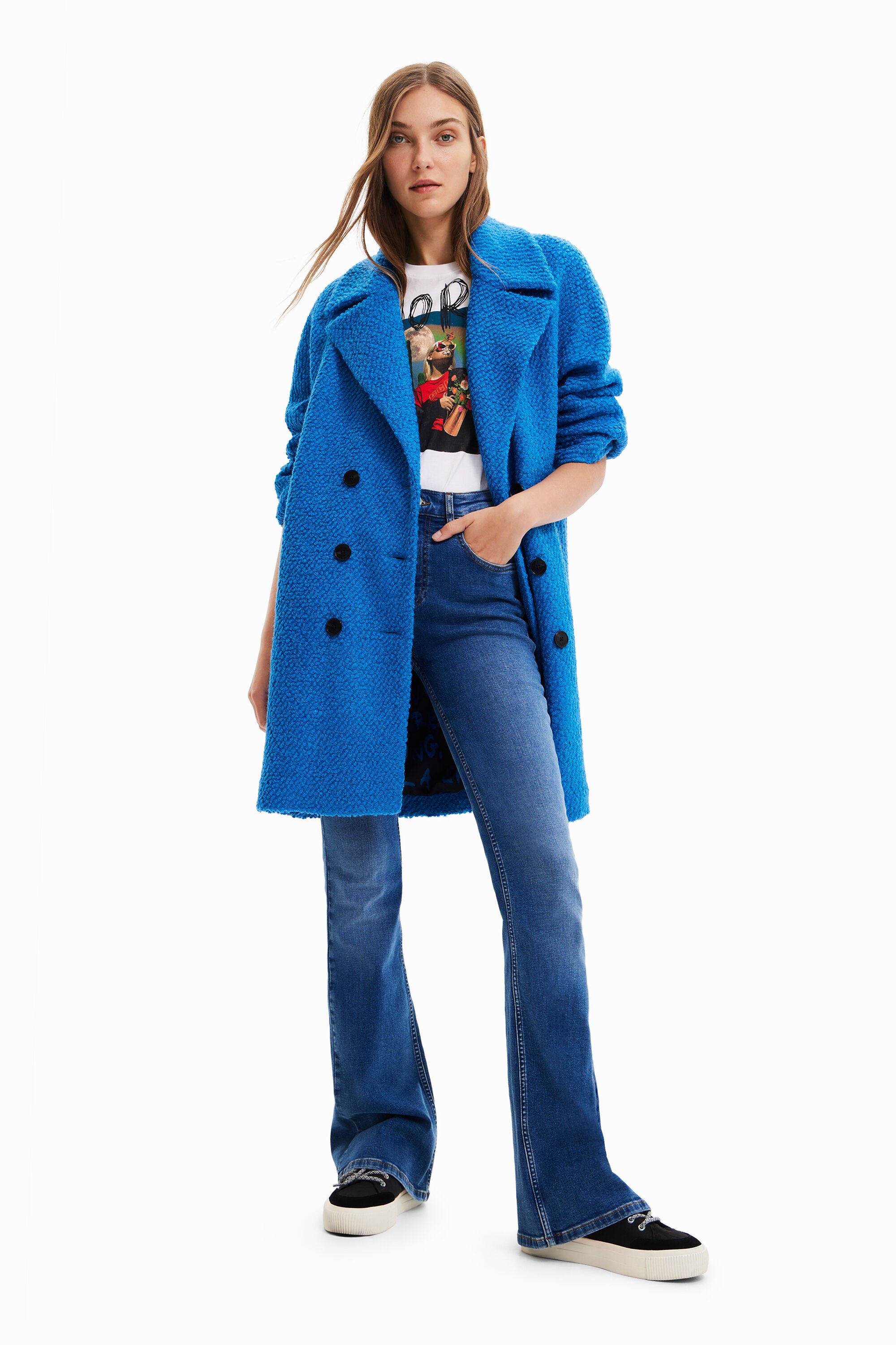 Manteau droit laine