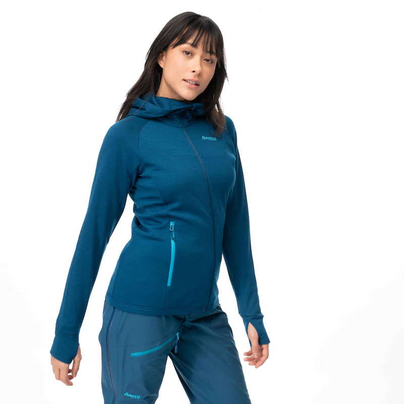 Cecilie Wool Hood Jacket Dame Deep Sea Blue