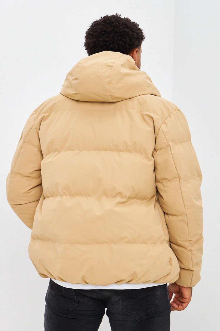 Doudoune matelassée à capuche beige foncé