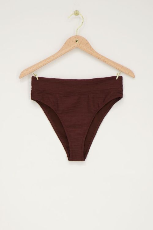 Bruin bikini broekje met structuur high waist