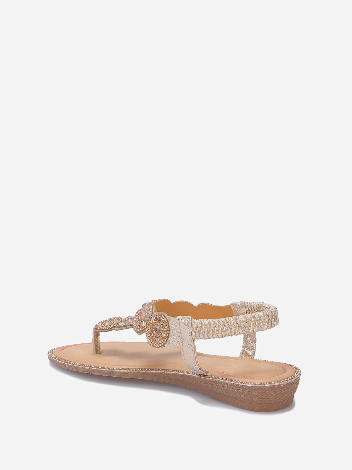 Nu-pieds pailletés à strass- Doré