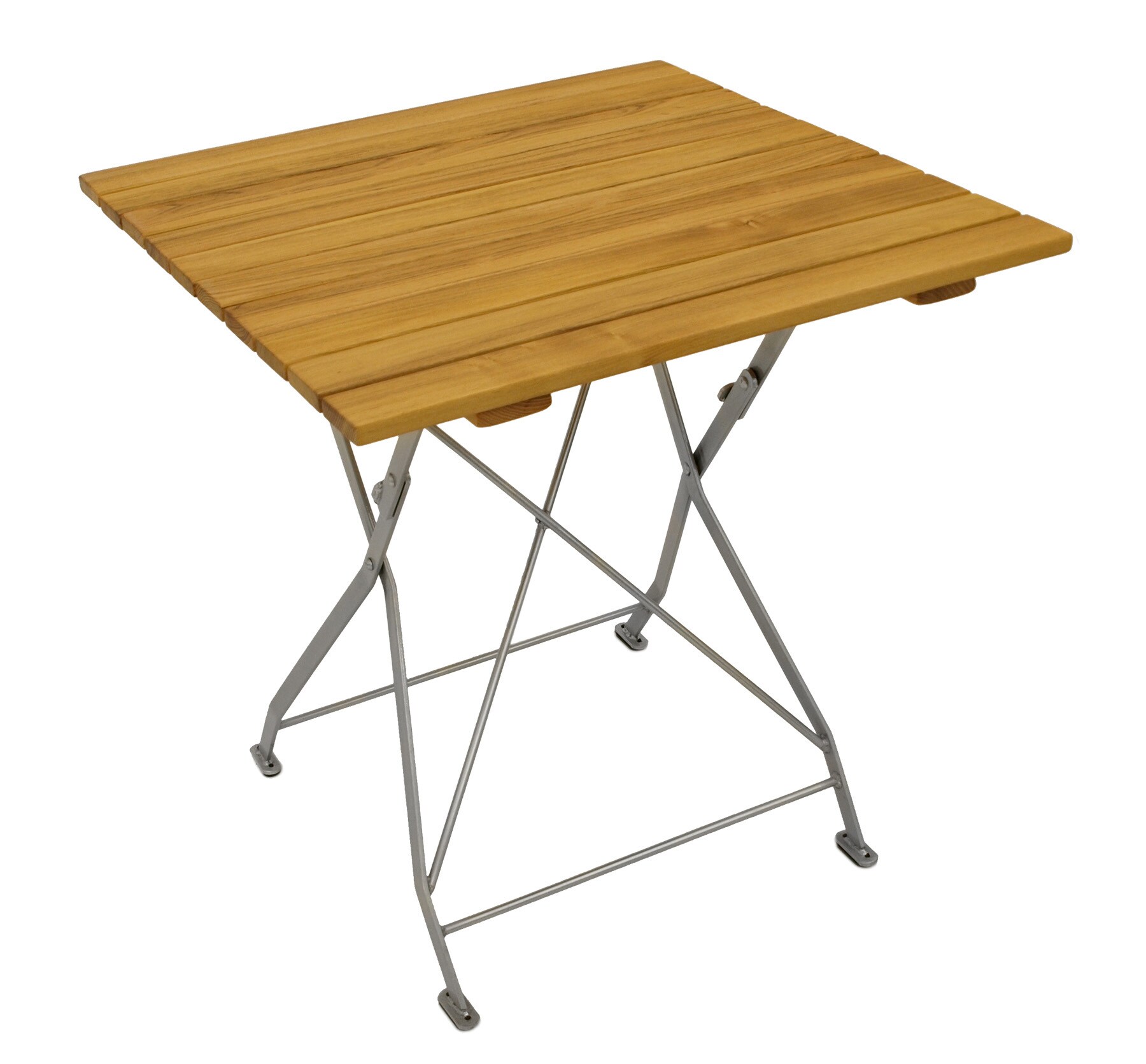 DEGAMO Kurgarten - Garnitur BAD TÖLZ 3-teilig (2x Armlehnensessel, 1x Tisch 70x70cm), Flachstahl verzinkt + Robinie, klappbar