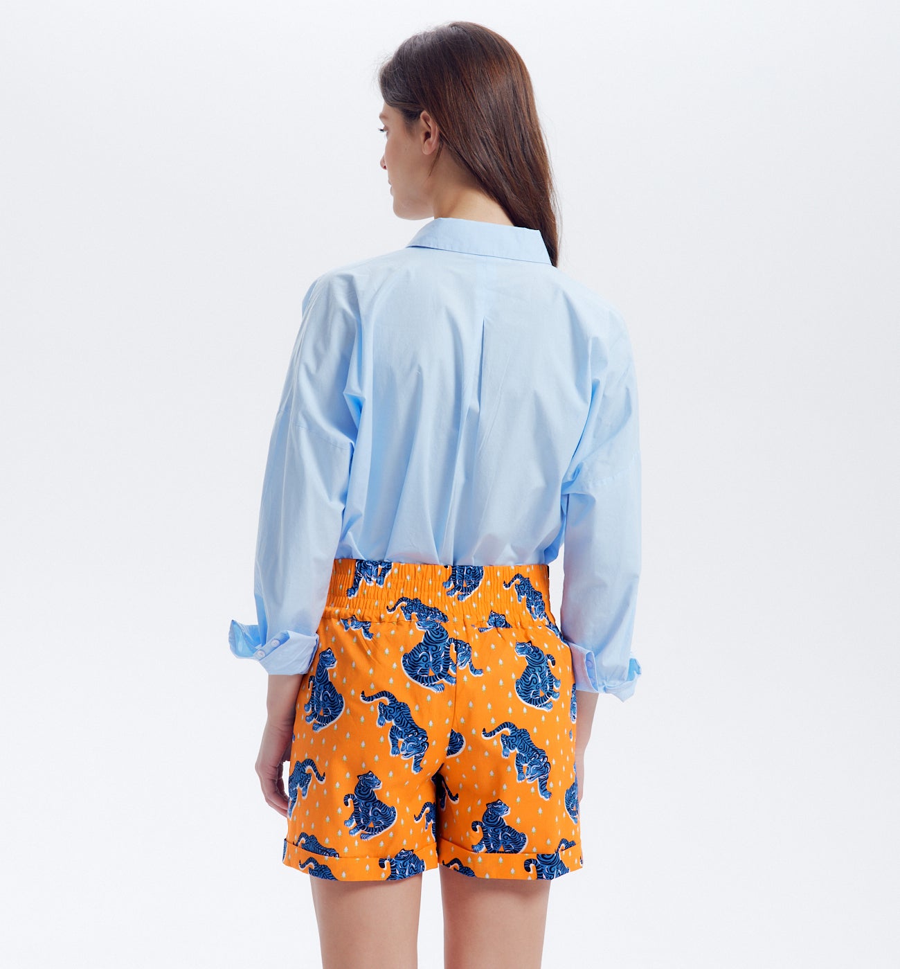 Short en toile motif DIMB - Imprimé orange