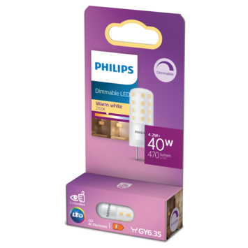 Philips LED Capsule GY6.35 dimbaar 4,5W =40W warm wit