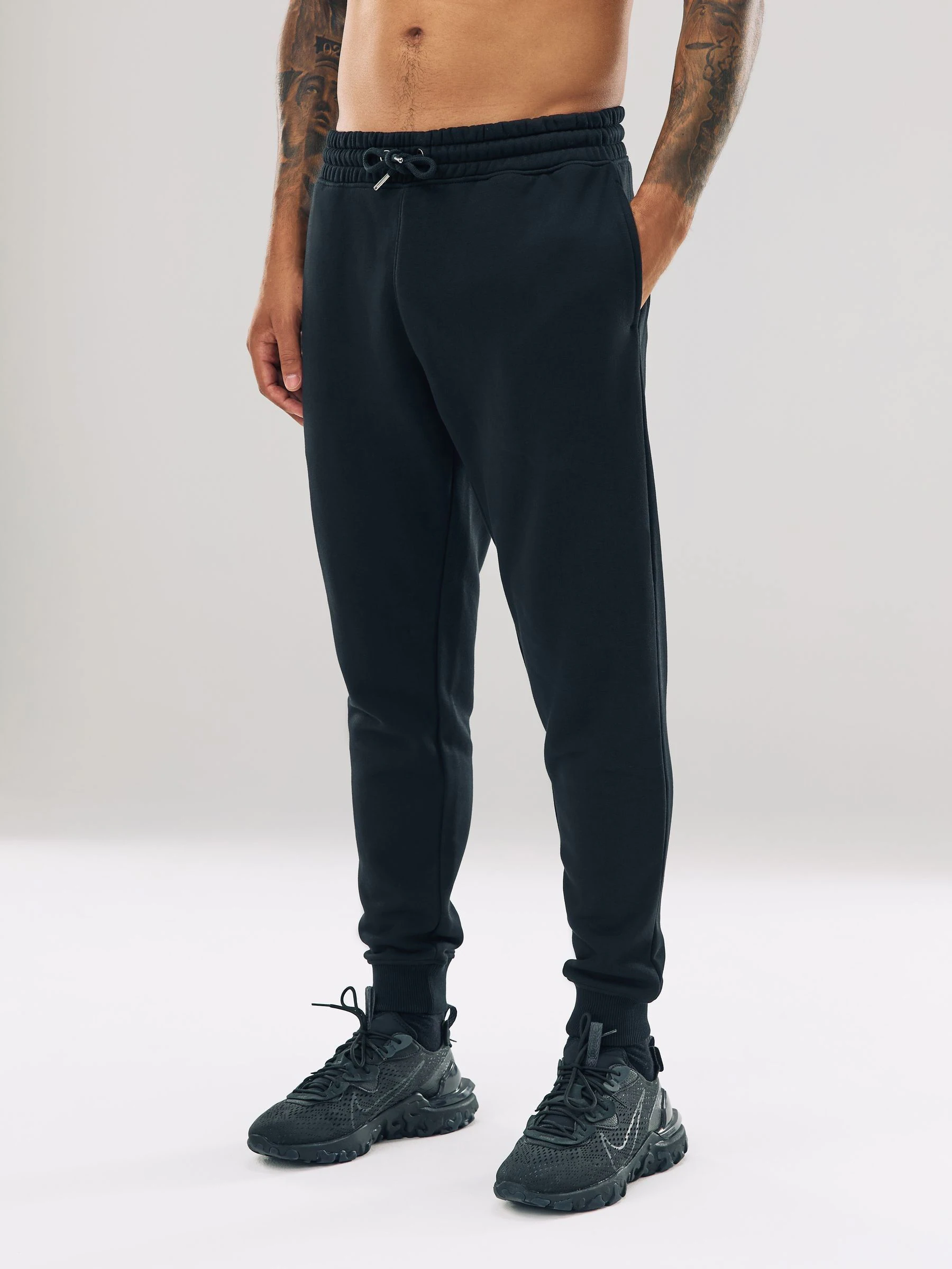 Zwart - Slim Fit - Katoenrijke Jersey Joggingbroeken