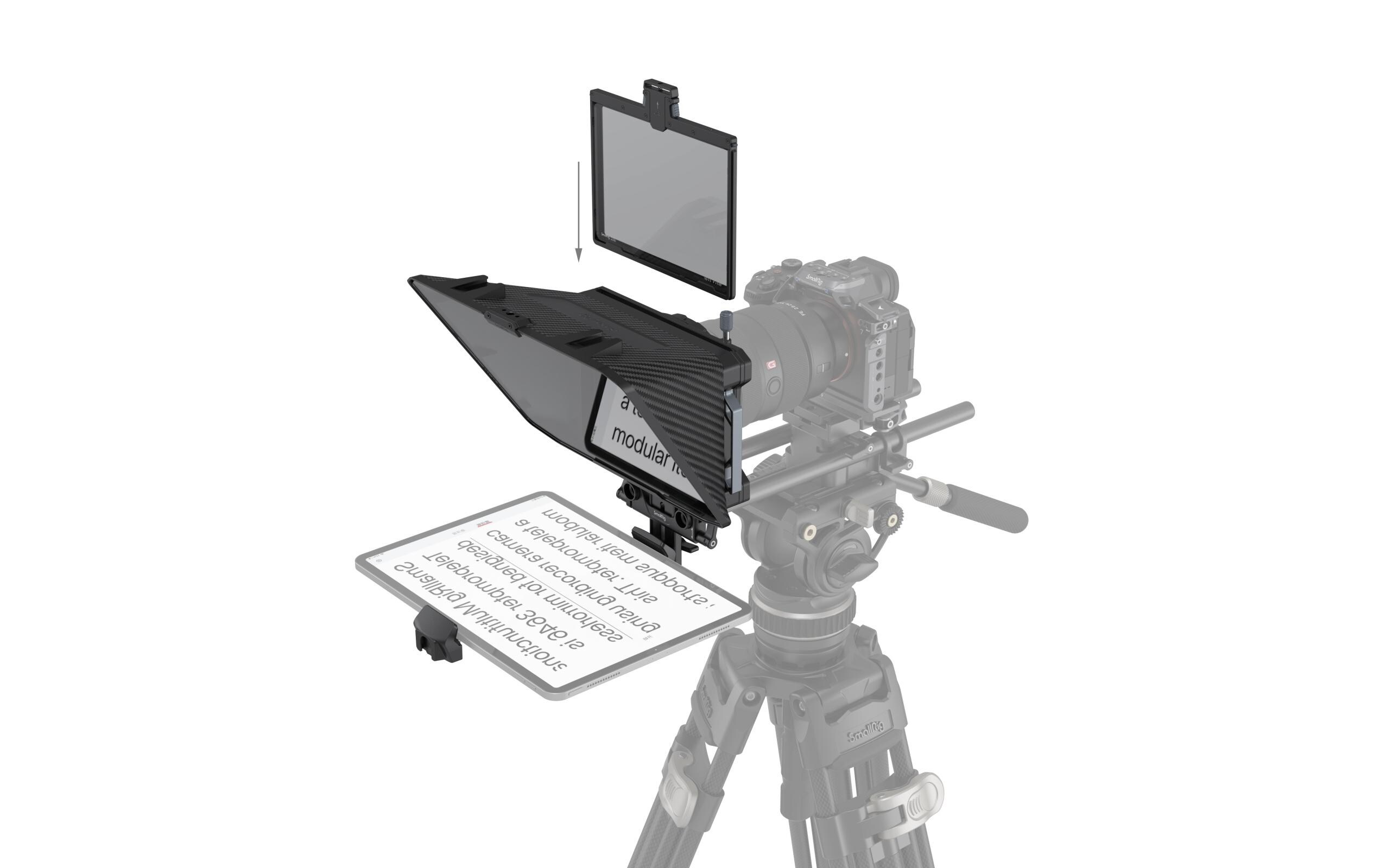 Teleprompter Multifunktional<br>Multifunktionaler Teleprompter für universelle spiegellose Objektive bis 95 mm, ein 15-mm-Schienenhalterungssystem und andere